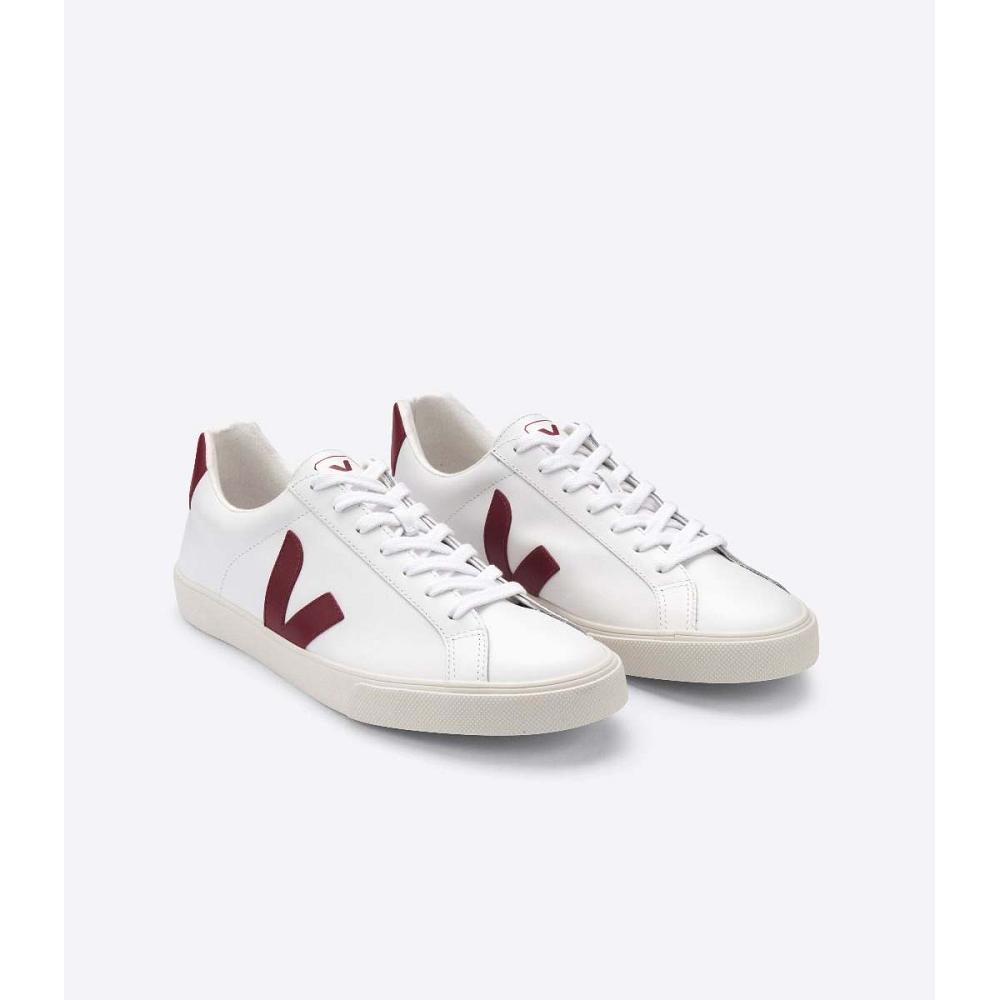 Veja ESPLAR LEATHER Joggesko Dame White/Red | NO 620JPQ